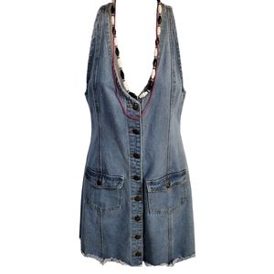 Sadie & Sage Denim Low V-cut Razorback Dress w/Front Button Closure sz M